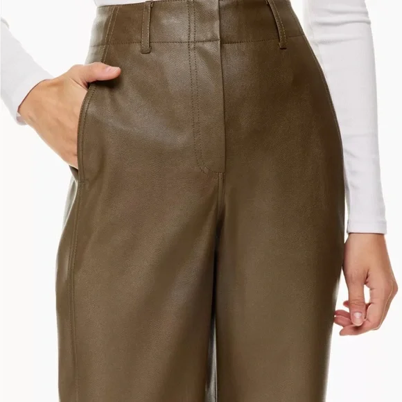 Aritzia Olive Green Straight-Leg Pants - Picture 1 of 9